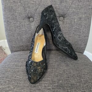 Embellished Black Pointed-Toe Women's Pumps